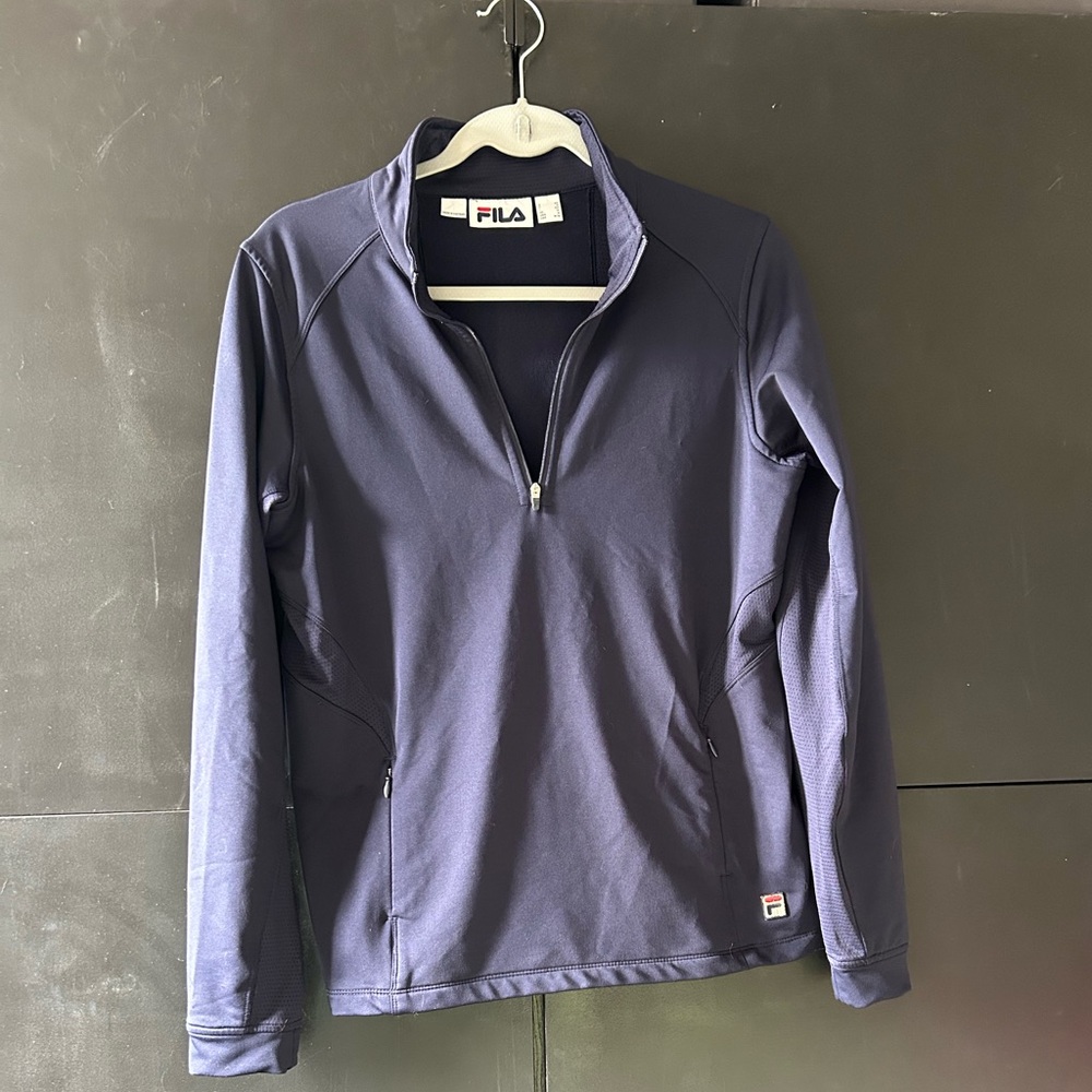 Fila Black Quarter-Zip Navy Jacket Size Small